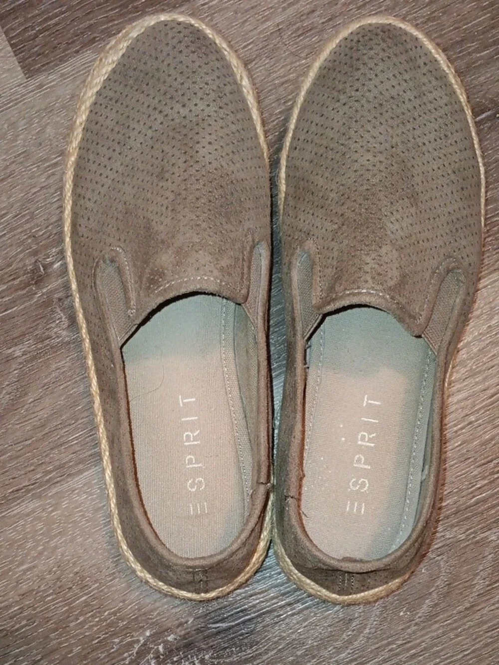 Esprit Brown Perforated Suede Slip-On Espadrilles
